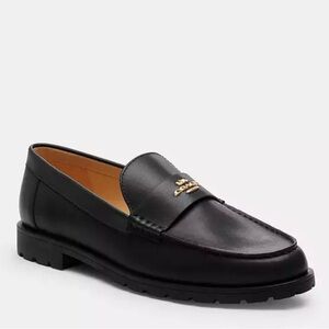 Coach Black Leather Slip-On Loafers